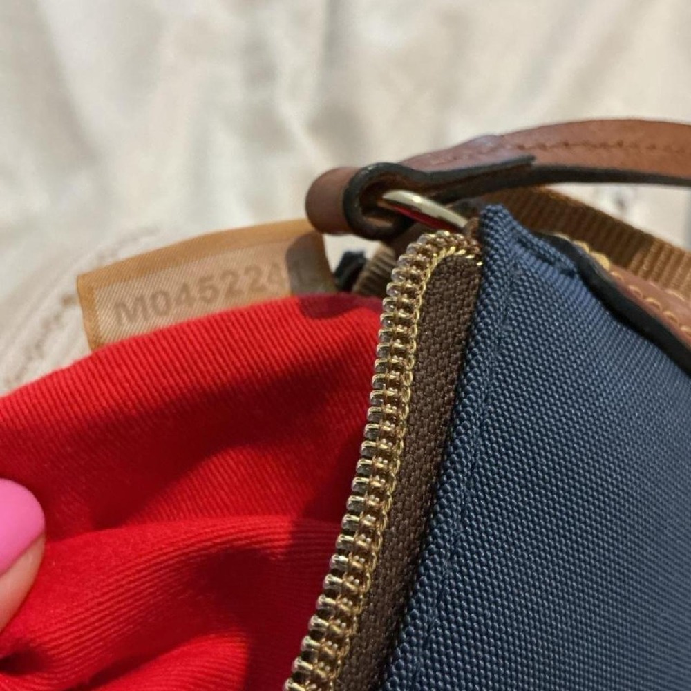 Vintage Dooney & Bourke Crossbody Bag Small Navy Blue Excellent Nylon Leather - Picture 8 of 8